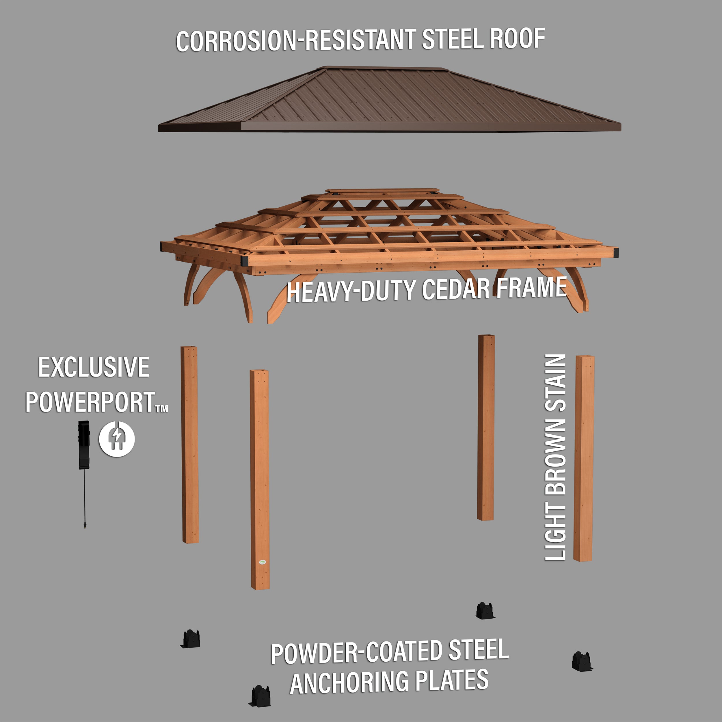 4.3m x 3m Barrington Gazebo (14 x 10) Exploded View