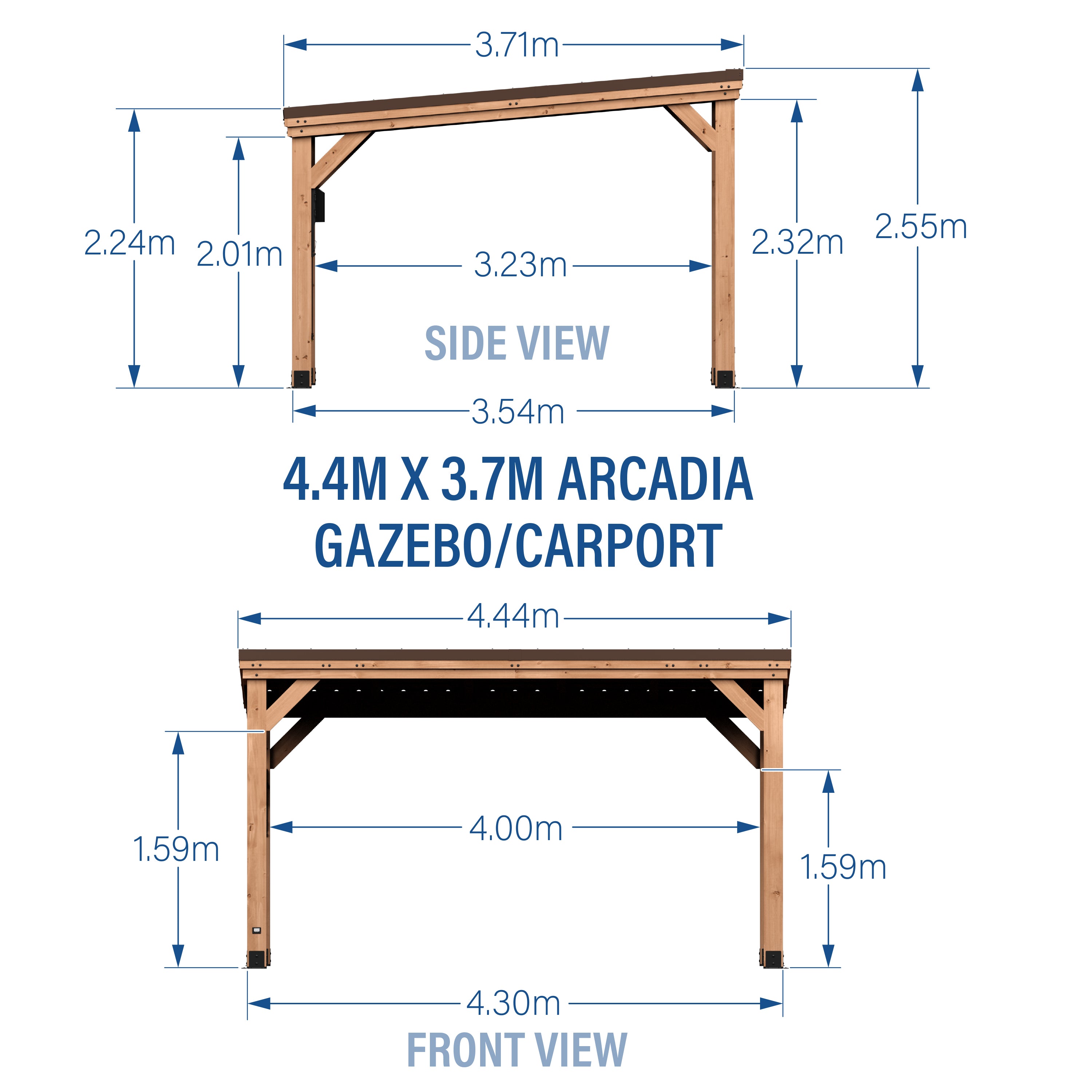 4.3m X 3.7m Arcadia Metric Dimensions