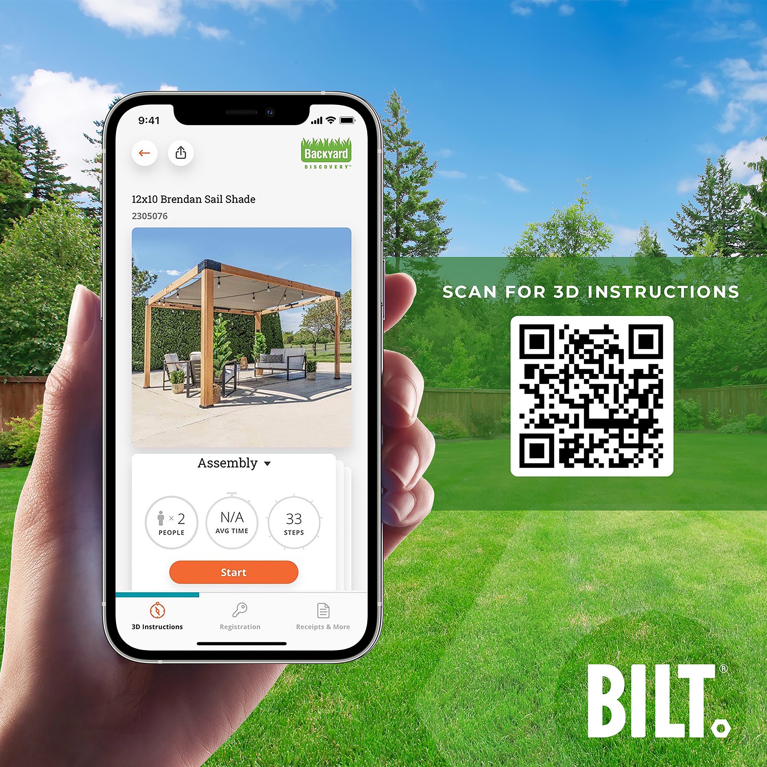 3.7m x 3m Brendan Sail Shade Pergola BILT App assists with assembly
