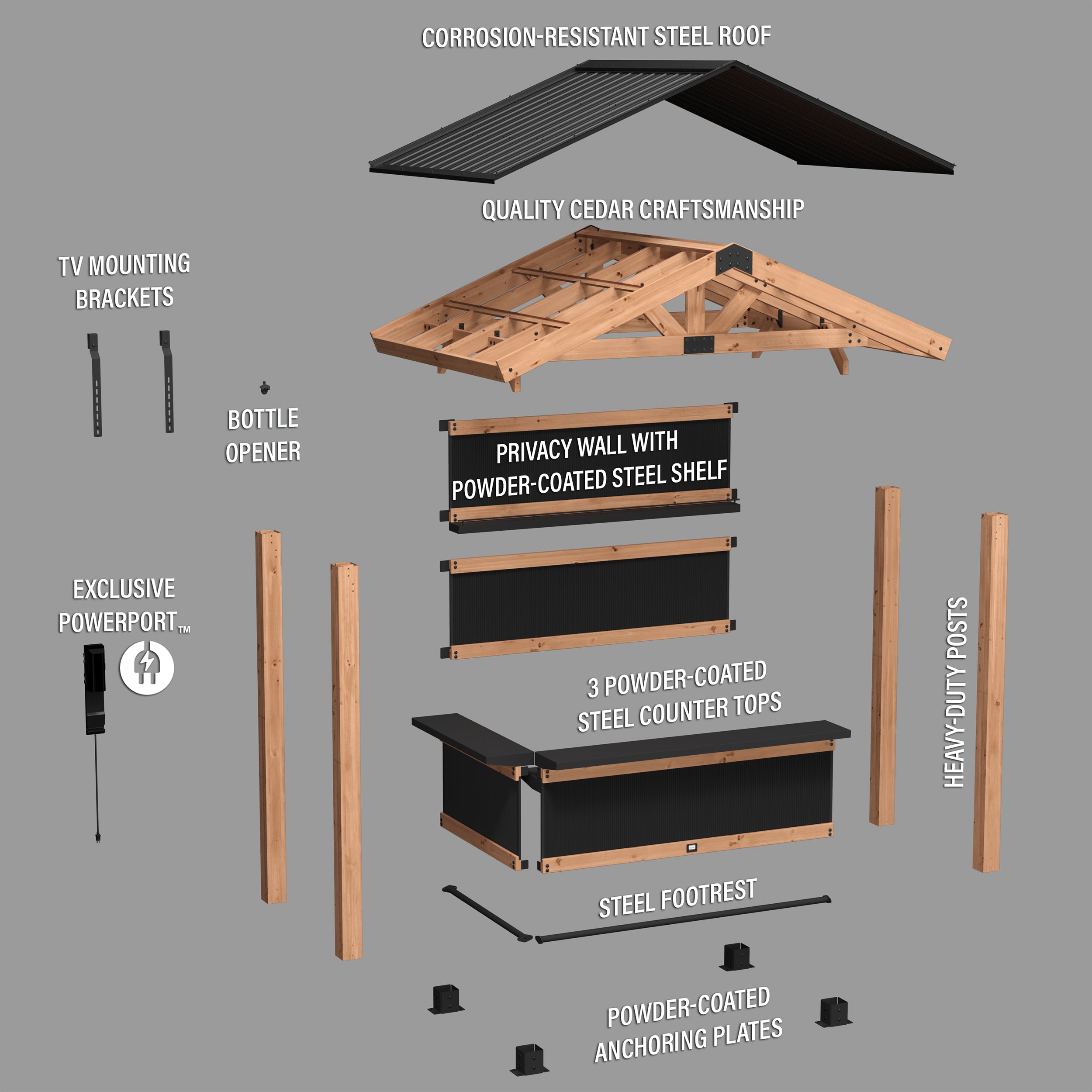 Palisade Outdoor Bar exploded view