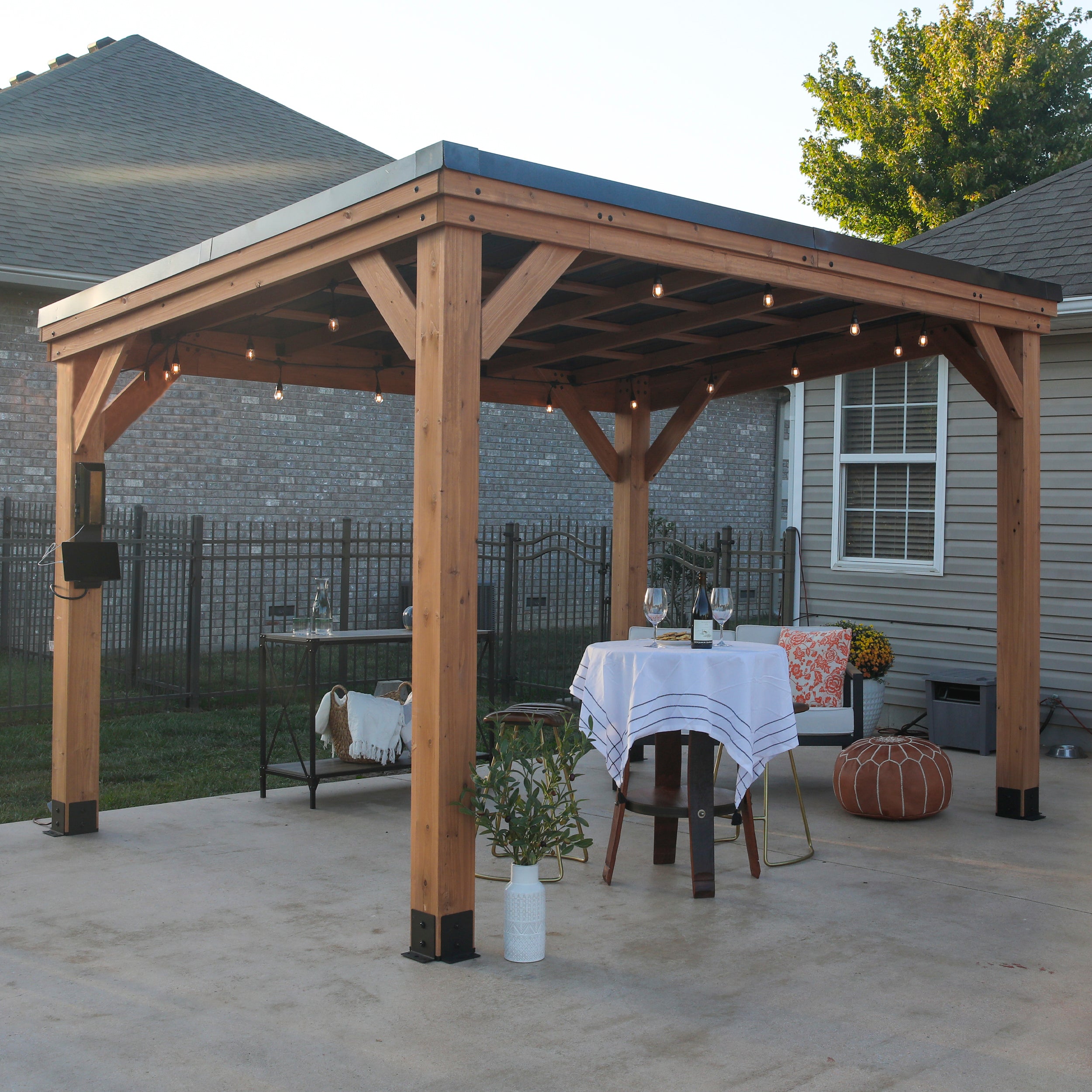 3.7m X 2.9m Arcadia Slope Roof Gazebo with electric