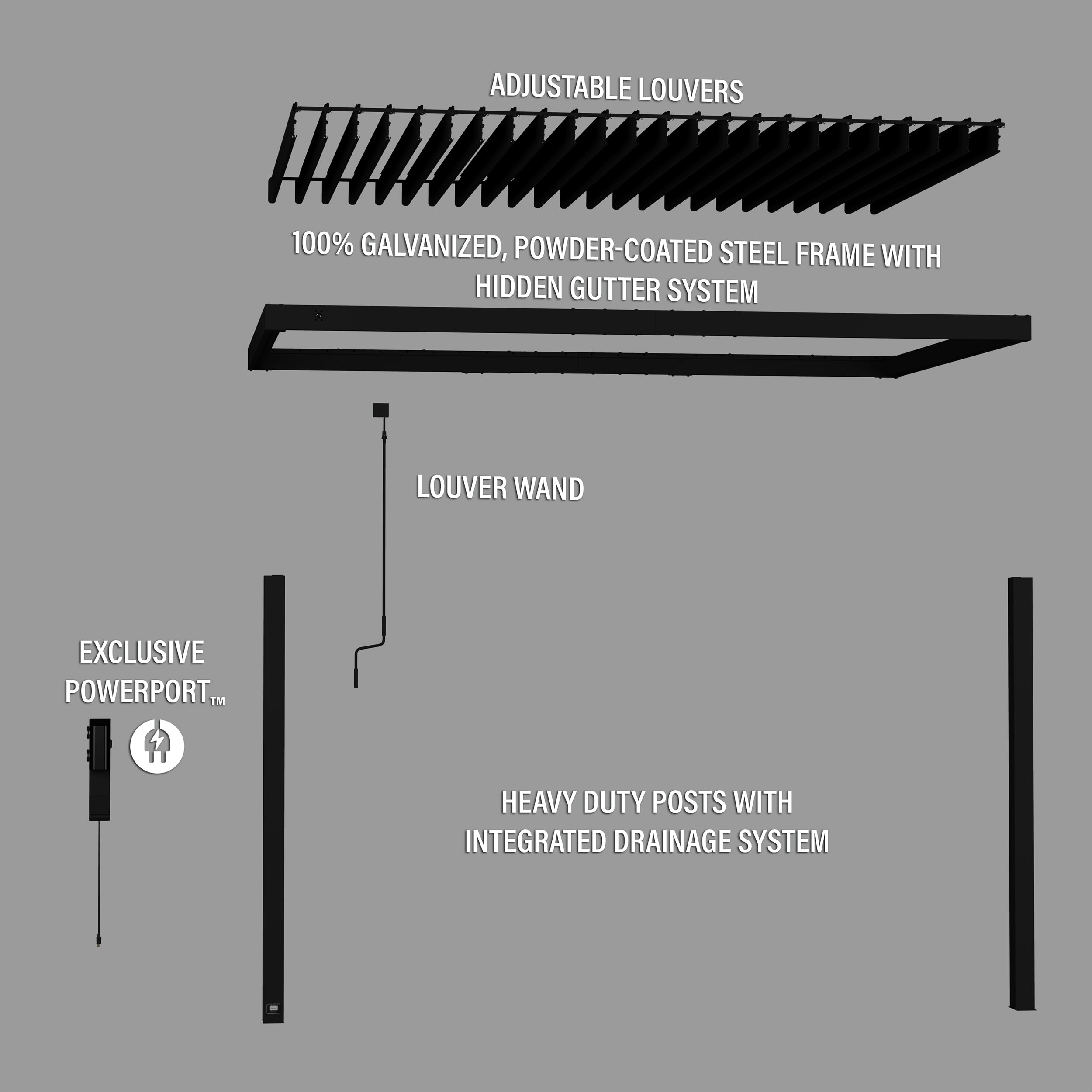 4.3m X 3.1m Evanston Wall Mounted Louvered Pergola