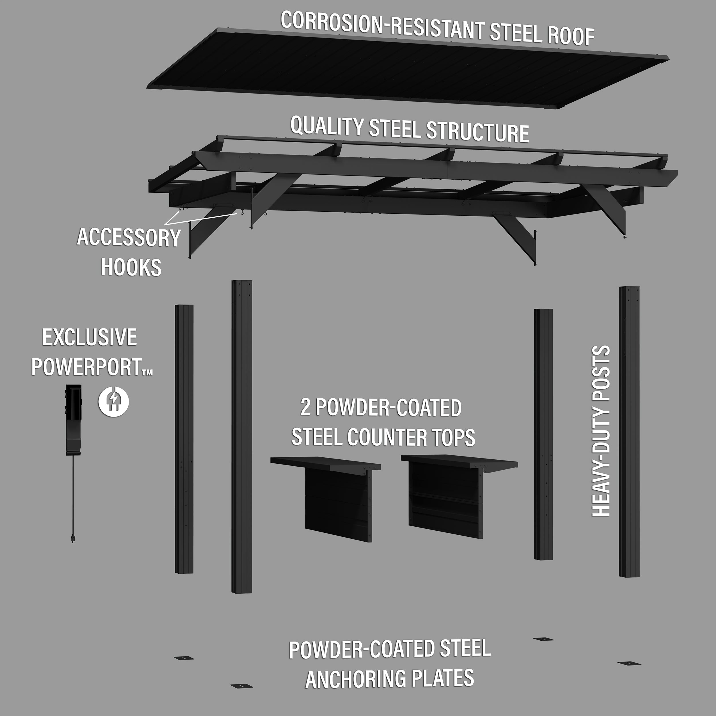 Rockport XL Grill Gazebo Exploded View