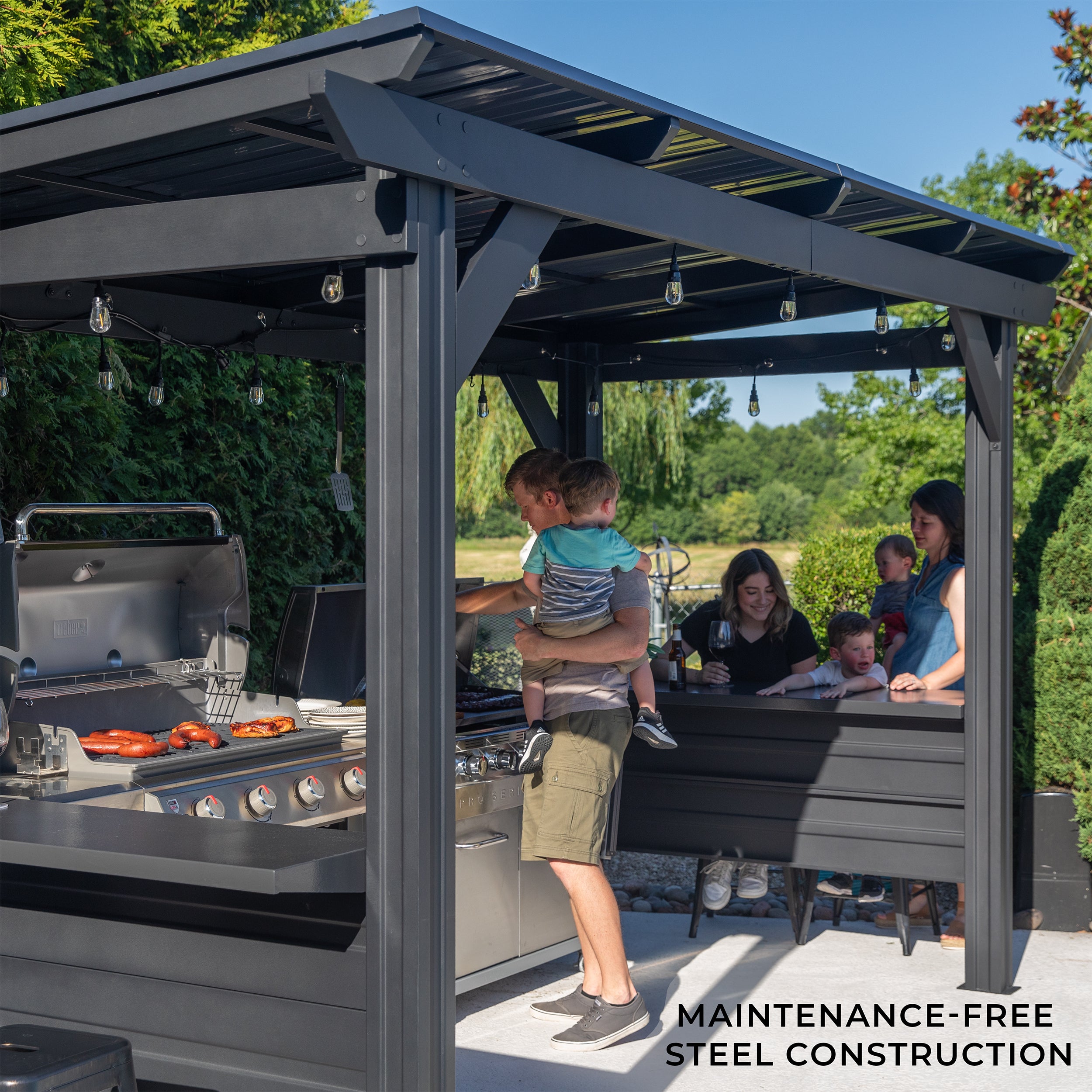 Rockport XL Grill Gazebo Maintenance-Free Steel Construction
