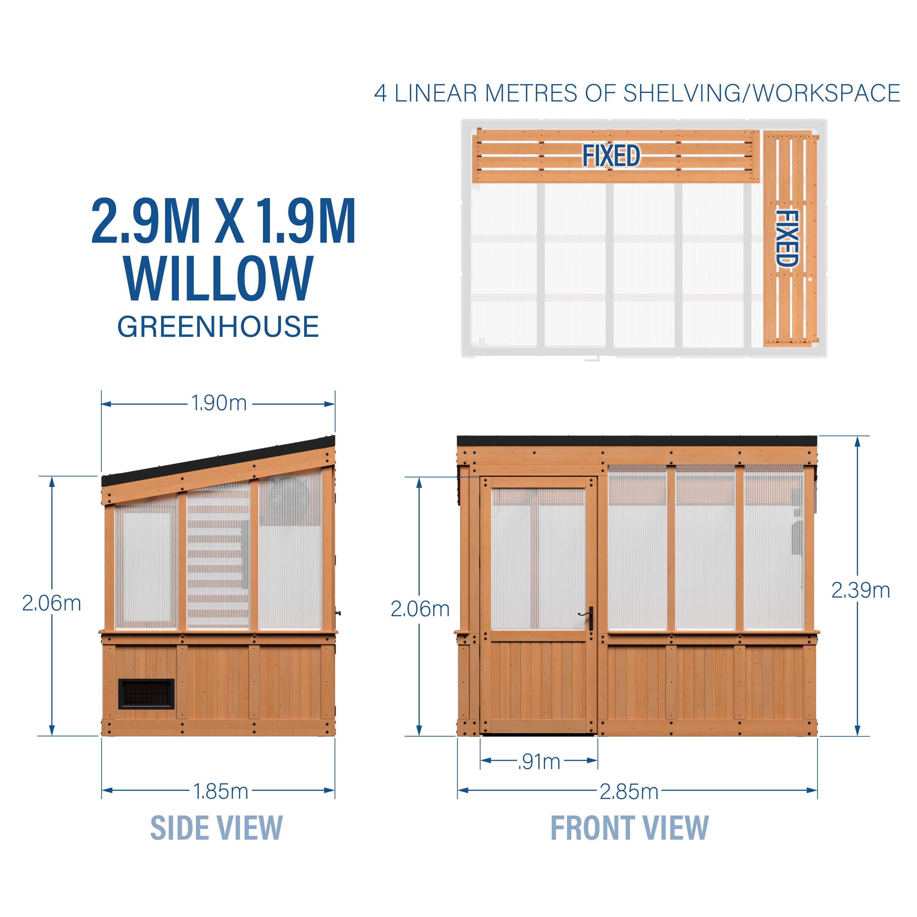 2.7m X 1.8m Willow Metric Dimensions