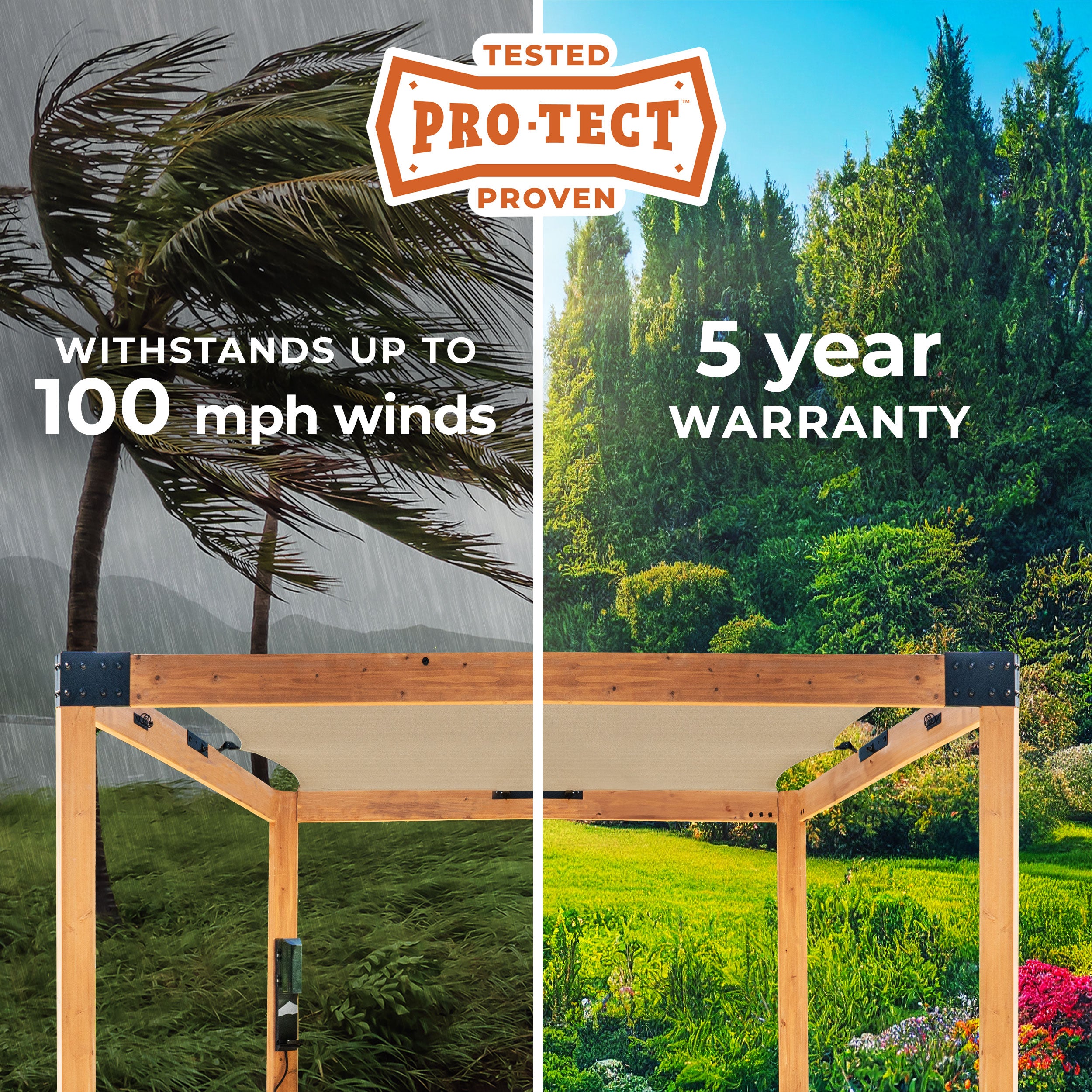 3.7m x 3m Brendan Sail Shade Pergola ProTect Tested and Proven