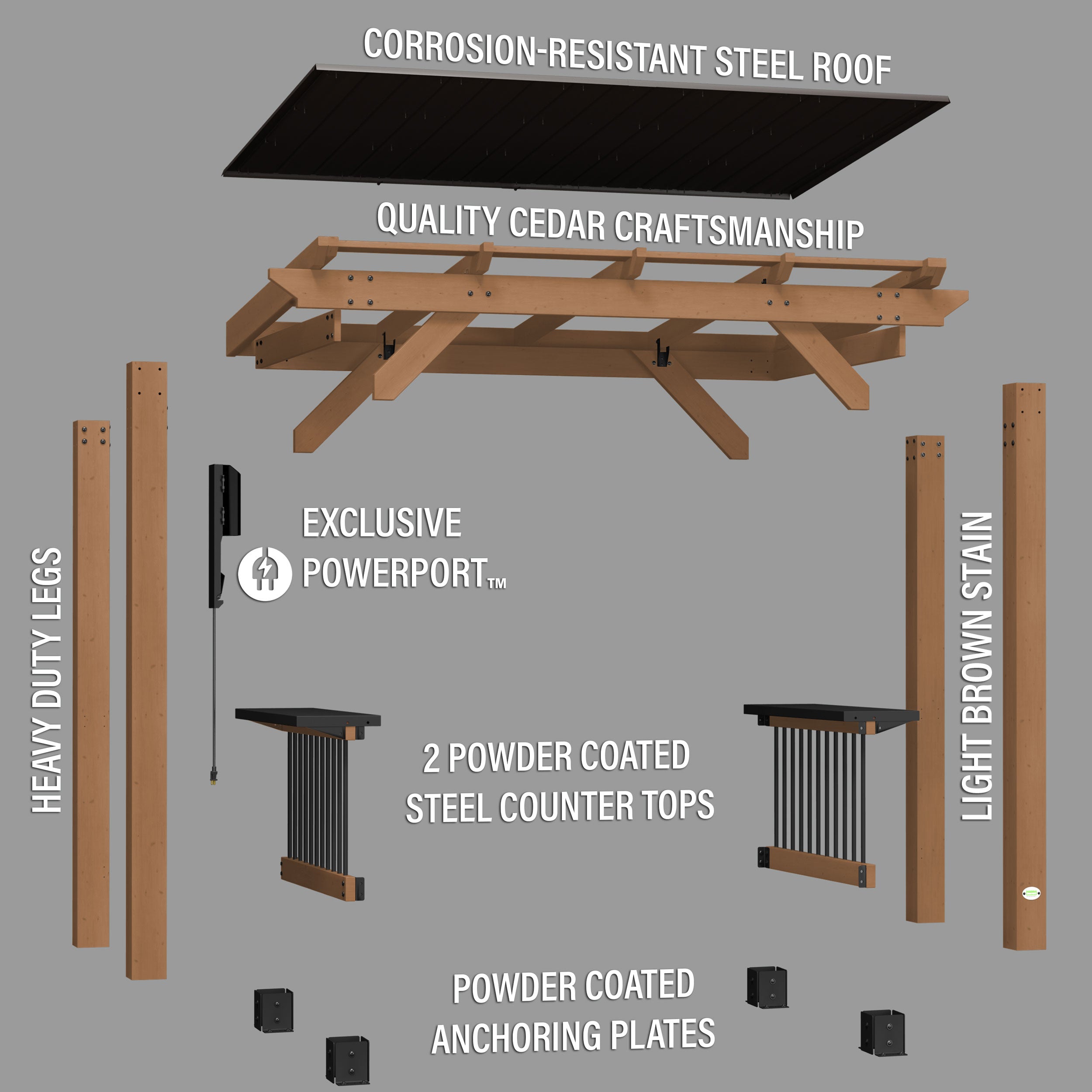 2.6m x 1.6m (9ft x 5ft) Saxony Grill/BBQ Gazebo