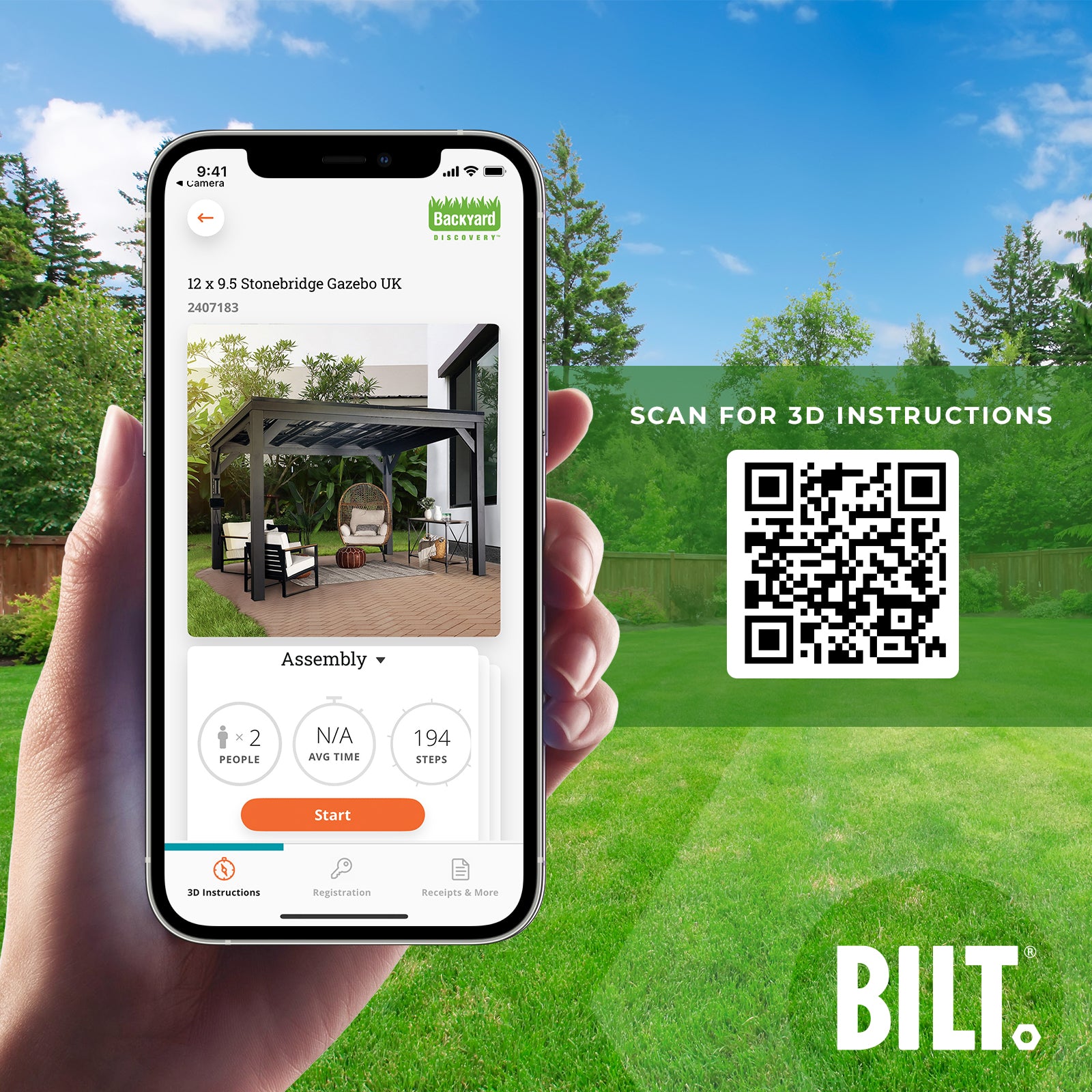 3.7m x 2.9m (12ft x 9.5ft) Stonebridge Gazebo