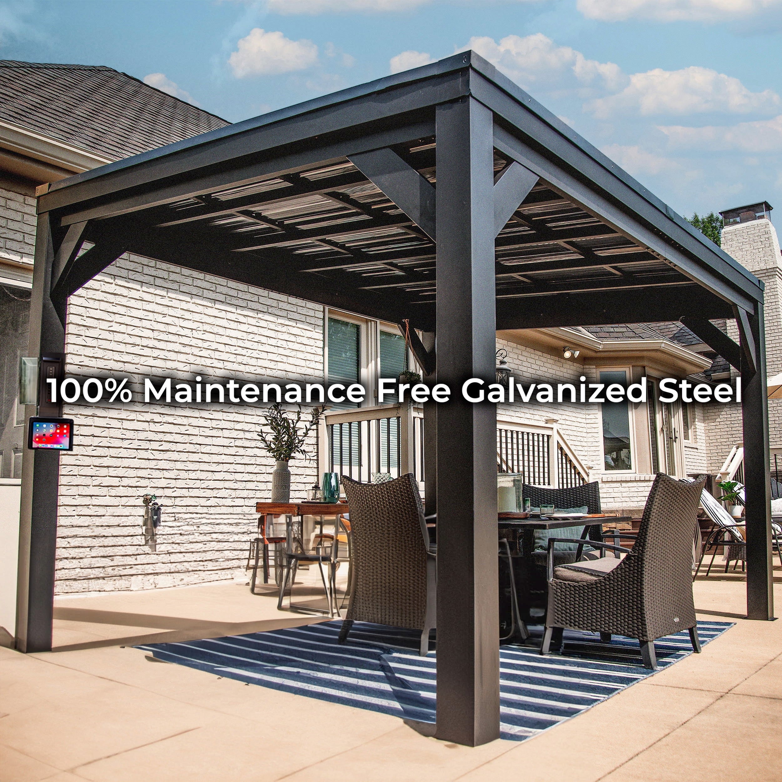3.7m X 2.9m Stonebridge Galvanized Steel Gazebo