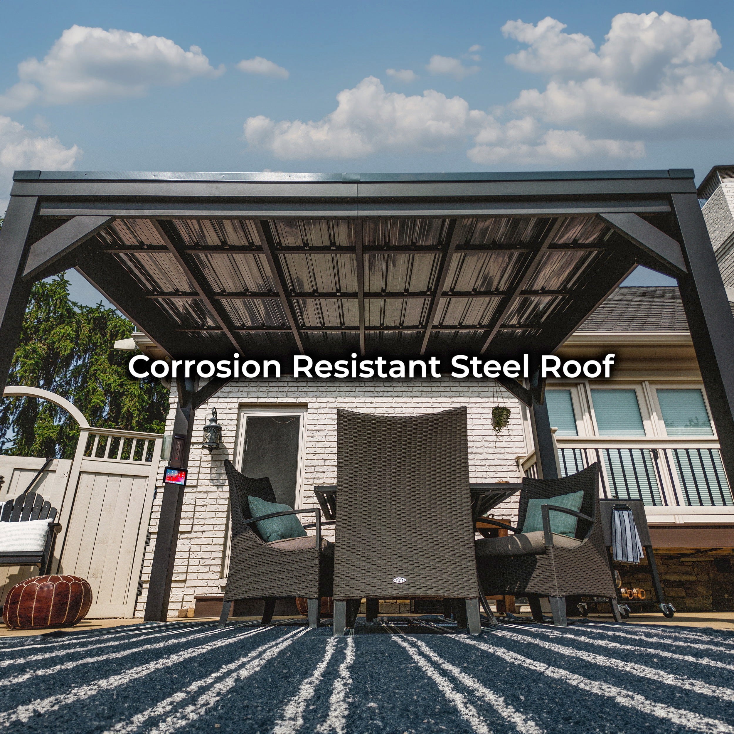 3.7m X 2.9m Stonebridge Corrosion Resistant Steel Roof Gazebo