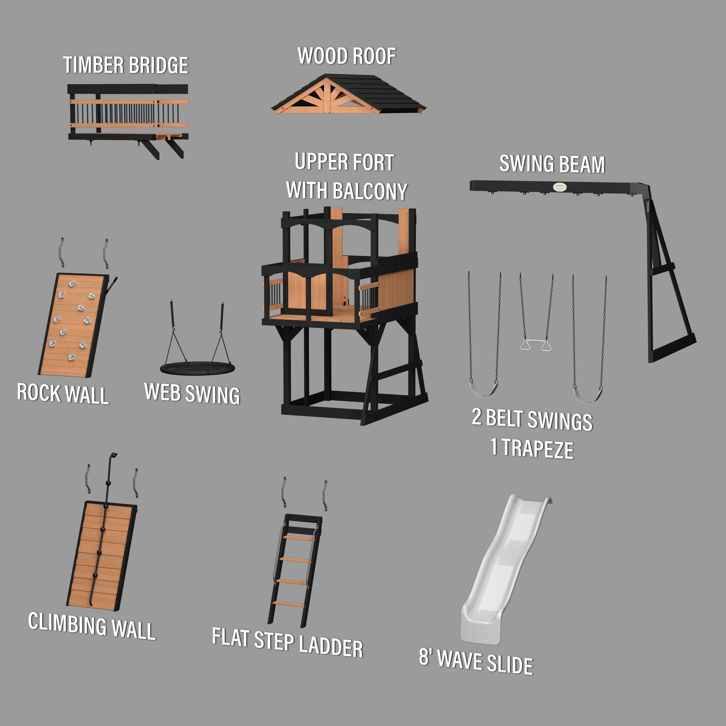 Timber Crossing Swing Set Exploded View