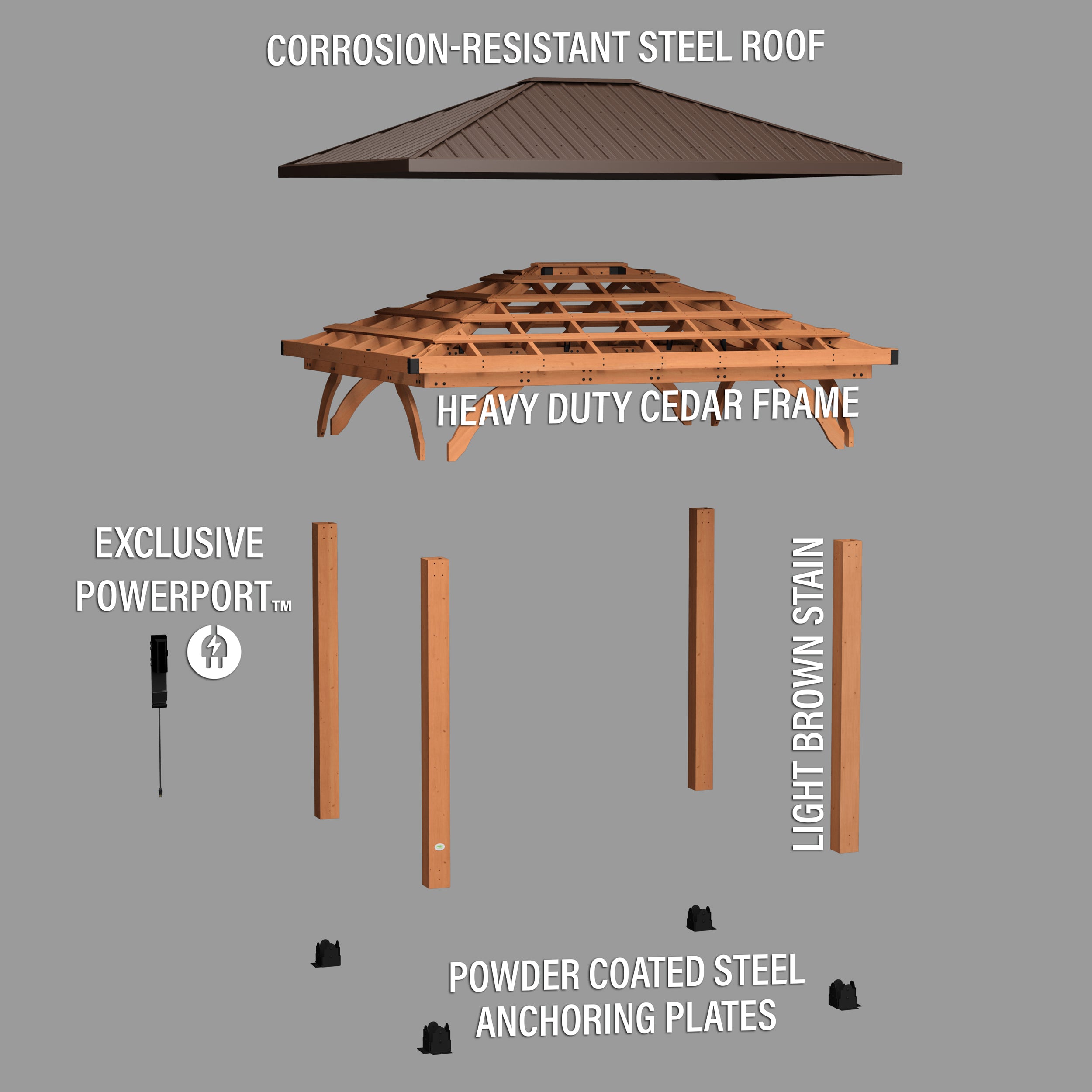 3.7m X 3m Barrington Gazebo Exploded View