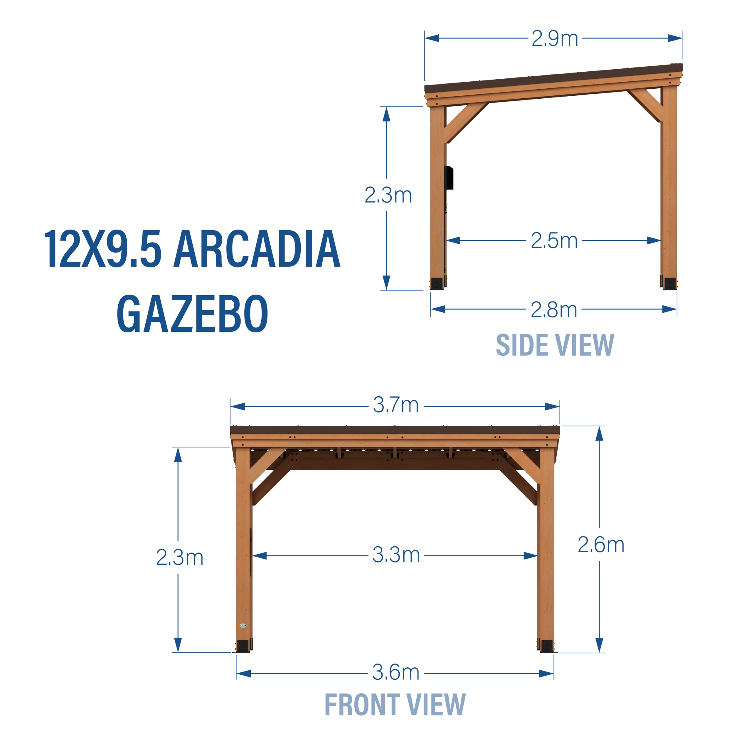 3.7m X 2.9m Arcadia Metric Dimensions