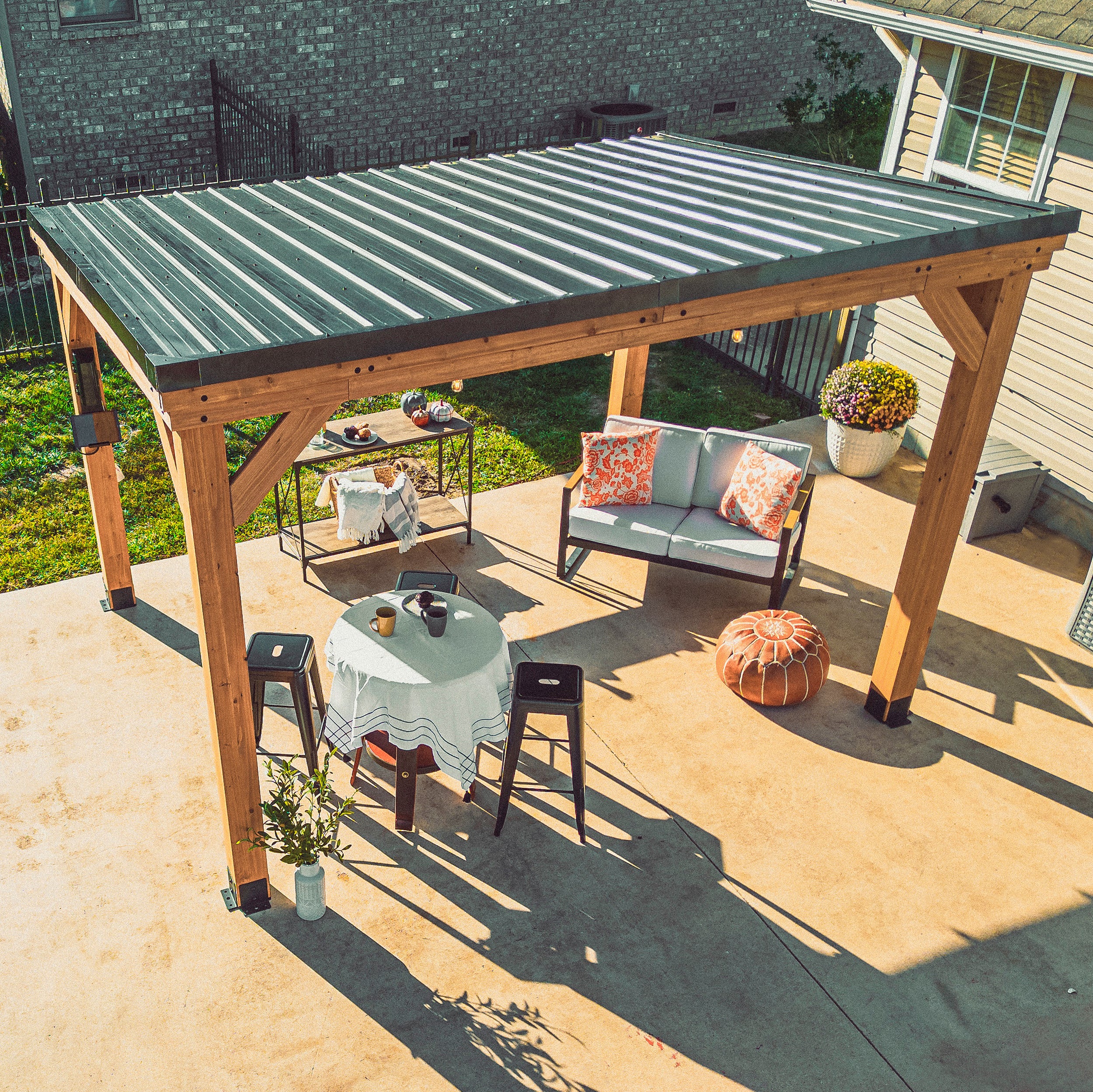 3.7m X 2.9m Arcadia Gazebo with a Slope Steel Roof
