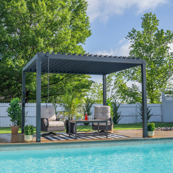 3.7m X 3m Sarasota Steel Louvered Pergola (12x10)