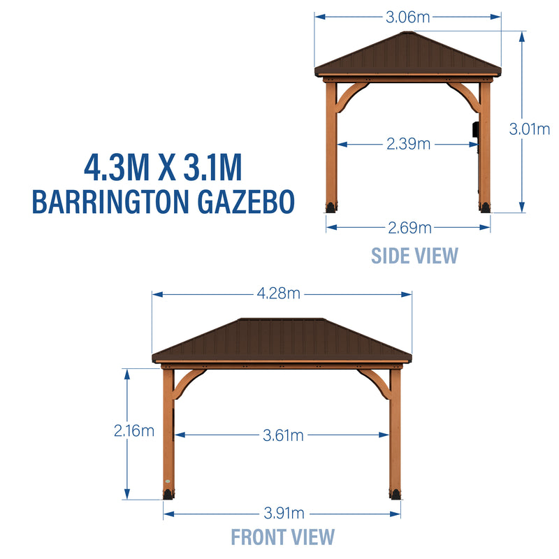 4.3m x 3.1m (14ft x 10ft) Barrington Gazebo specifications
