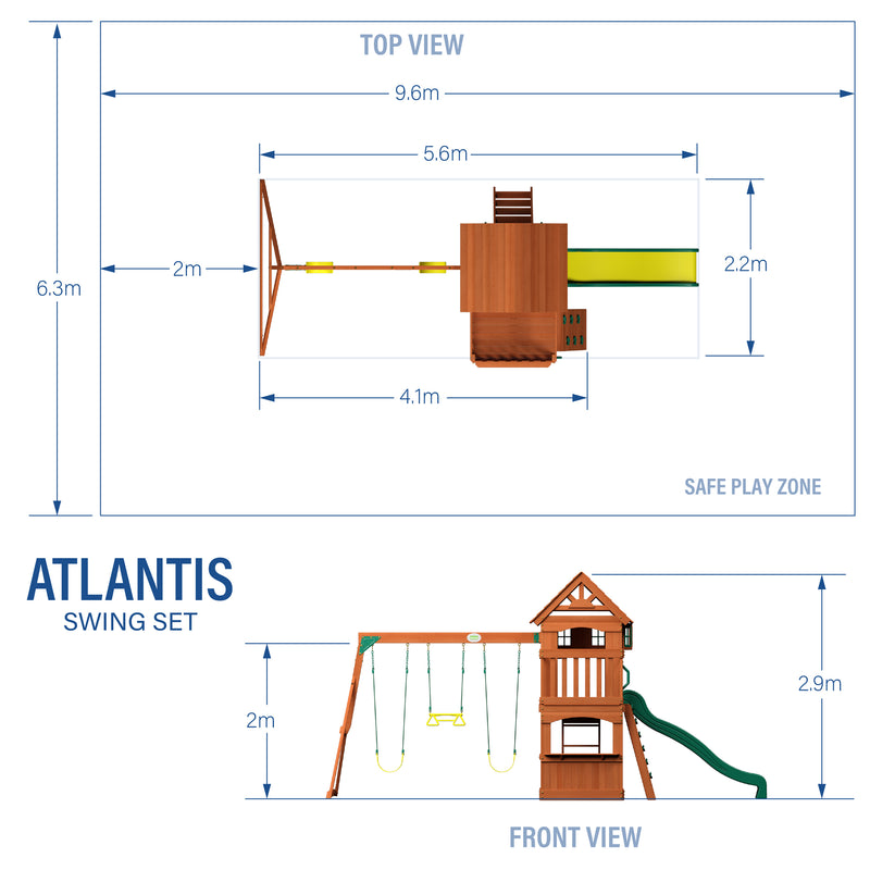 Atlantis Swing Set and Climbing Frame specifications