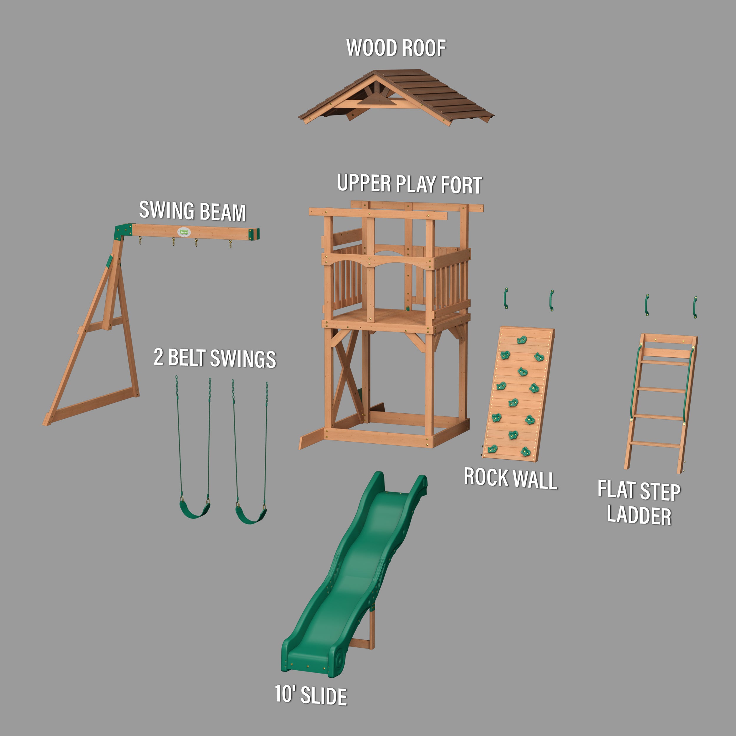 Lightning Ridge Wooden Climbing Frame and Swing Set