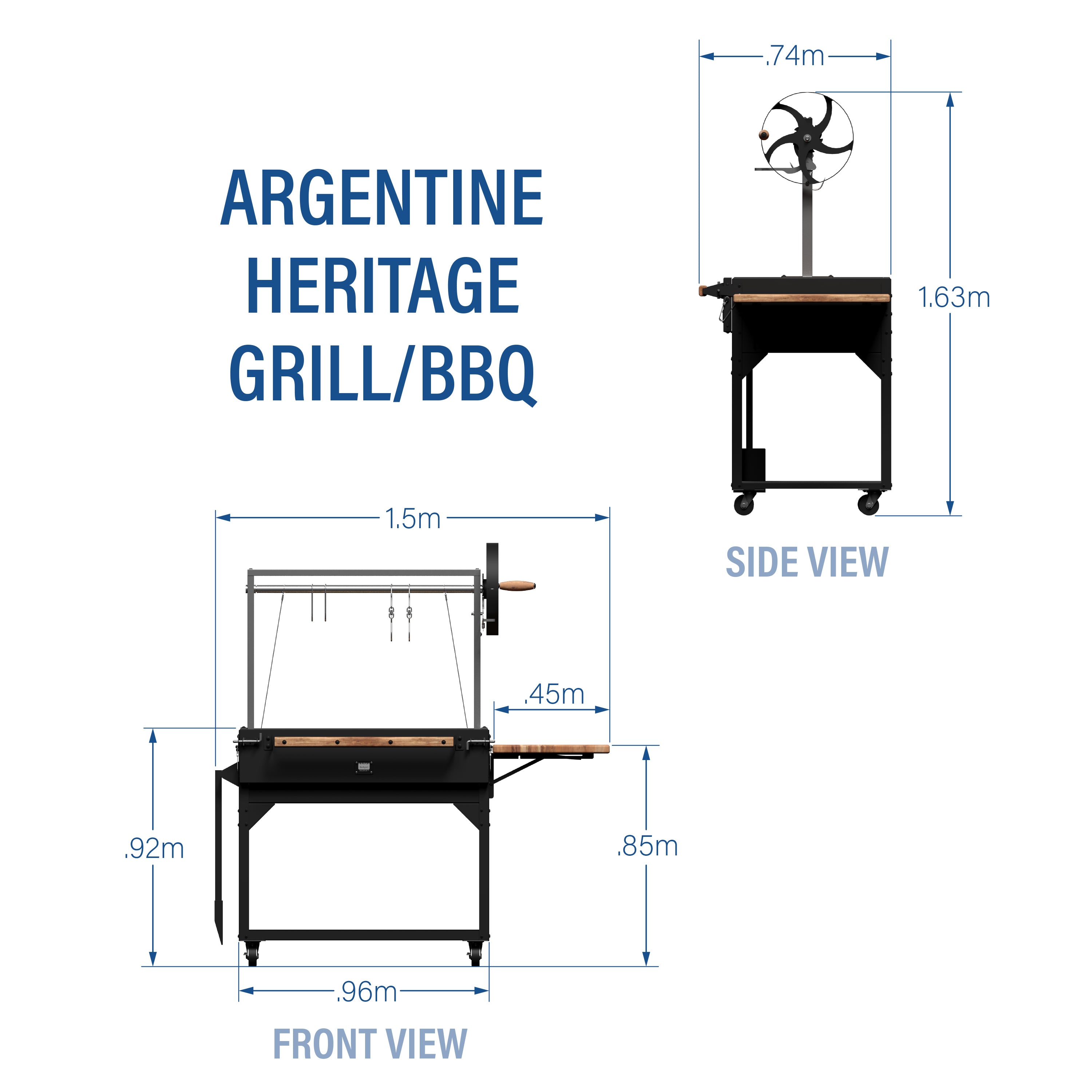 Argentine/Santa Maria Heritage BBQ Grill with Wood Fire and Charcoal