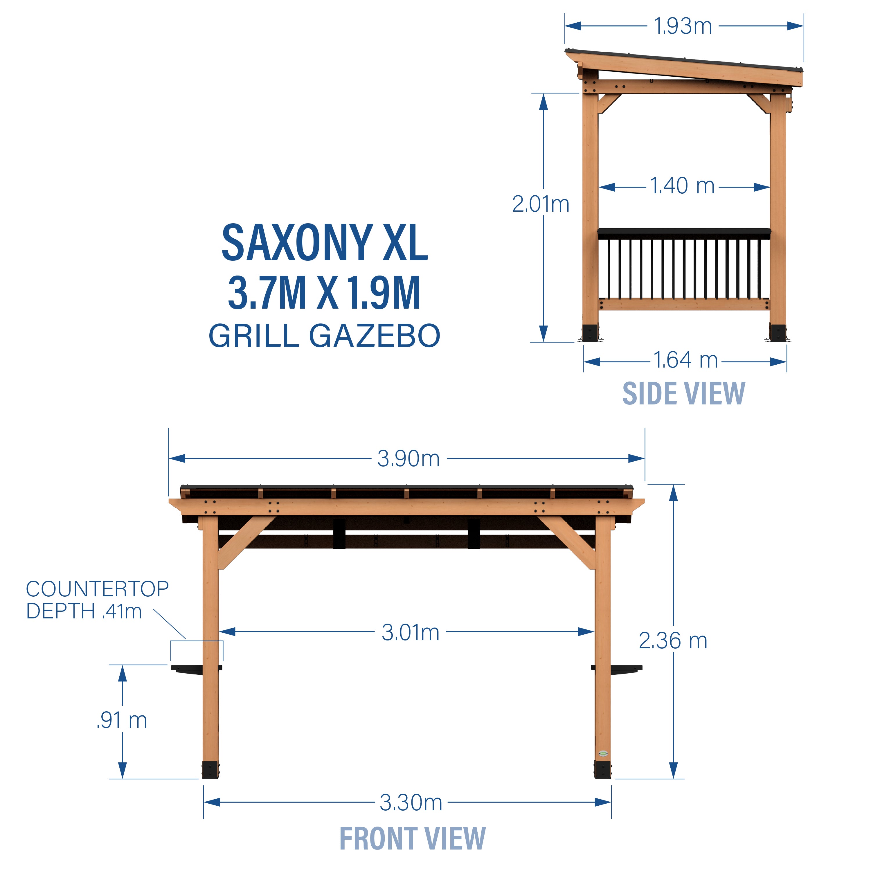Saxony XL Grill Gazebo Dimensions