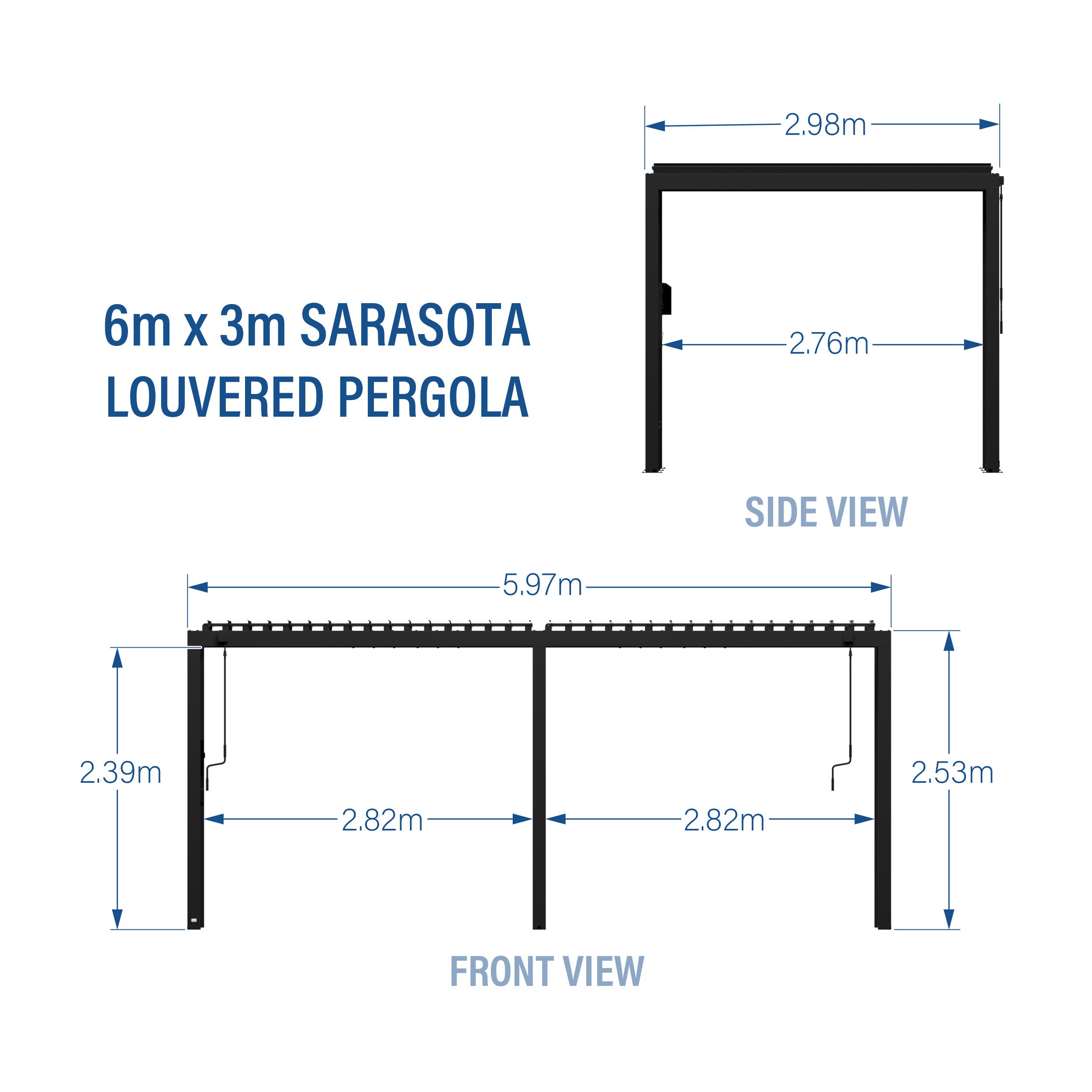 6m X 3m Sarasota Steel Louvered Pergola