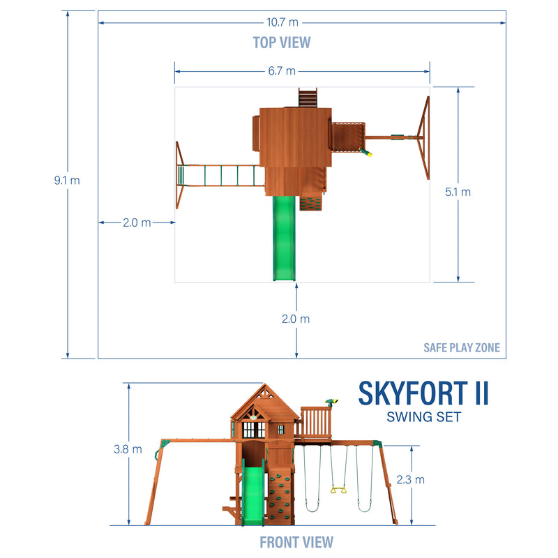 Skyfort II Swing Set and Climbing Frame specifications