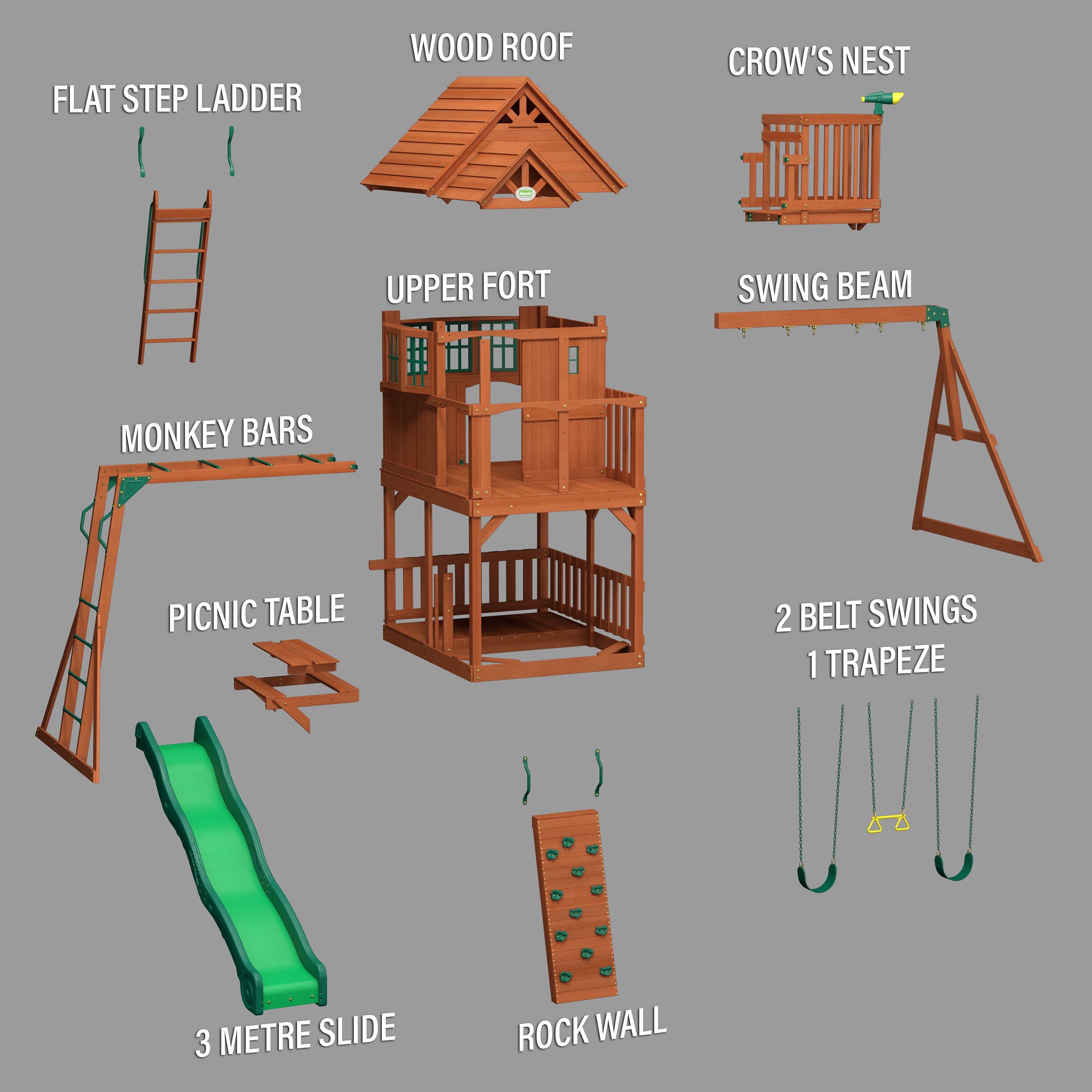Skyfort II Wooden Swing Set and Outdoor Playset| Backyard Discovery