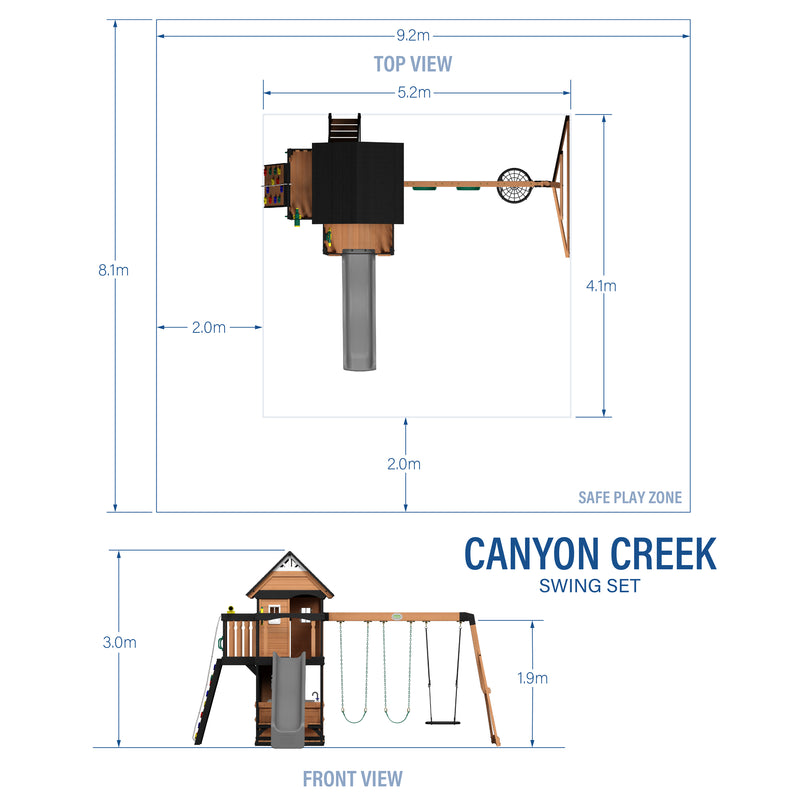 Canyon Creek Swing Set and Climbing Frame specifications