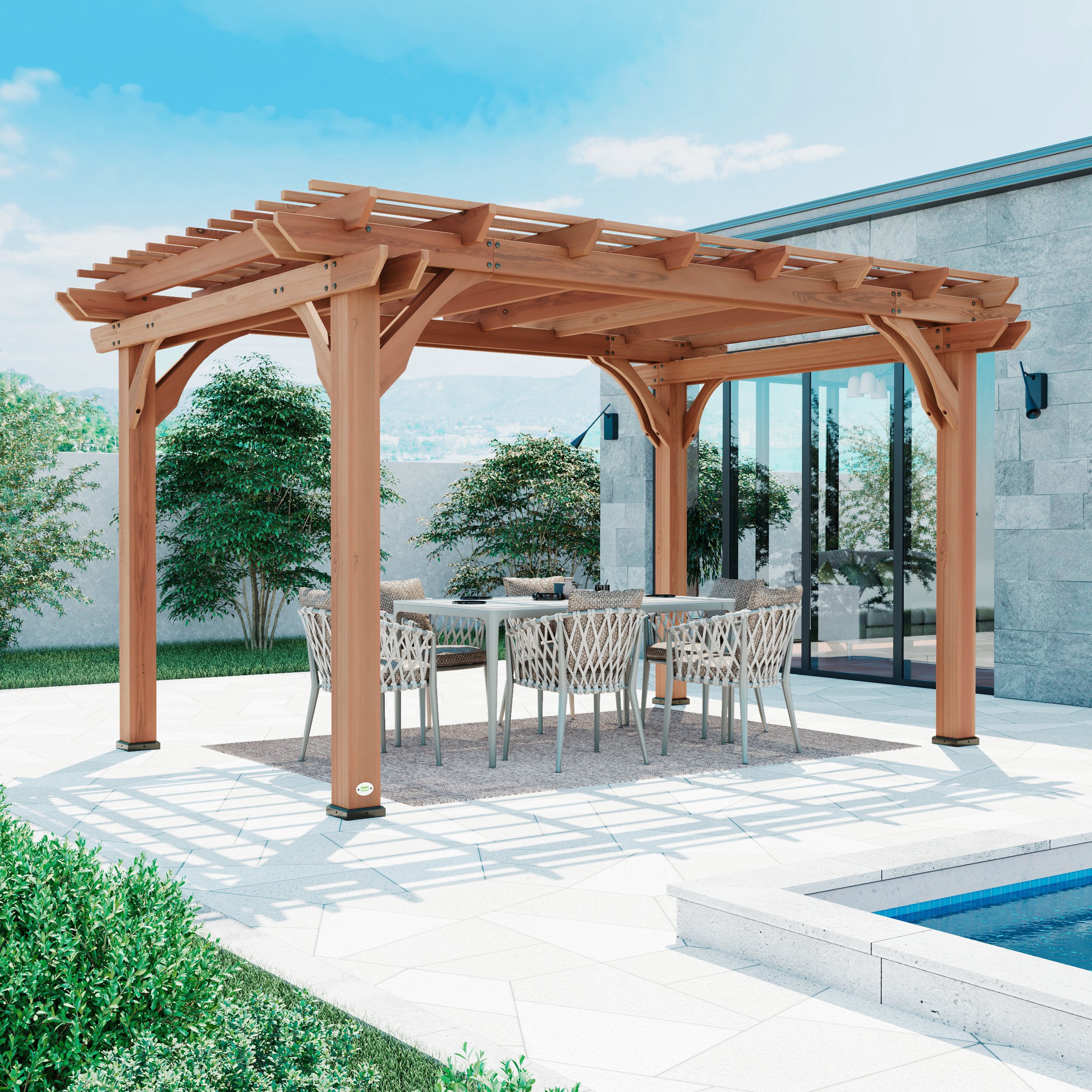 4.3m x 3.1m (14ft x 10ft) Wood Pergola