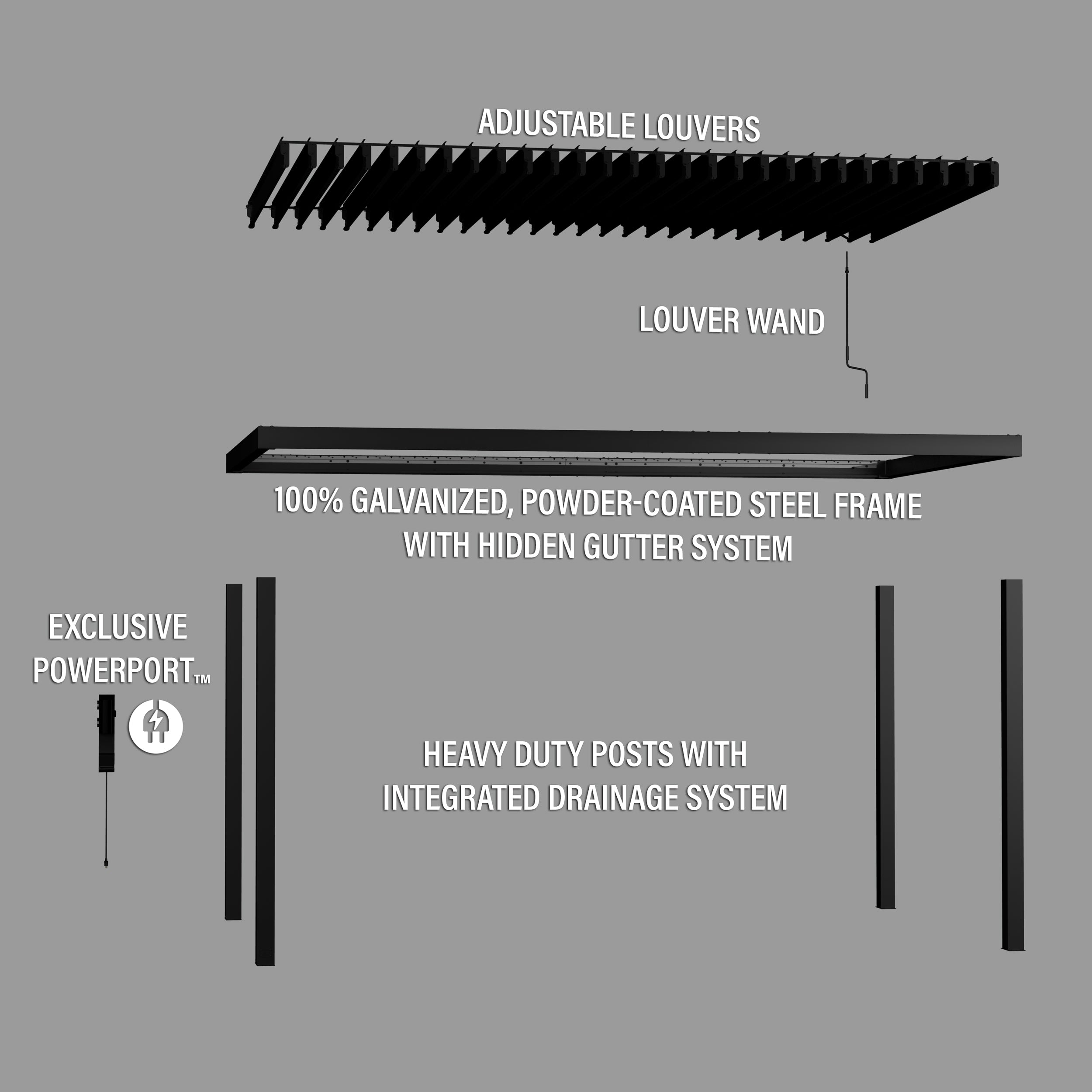 4.9m X 3m Sarasota Steel Louvered Pergola