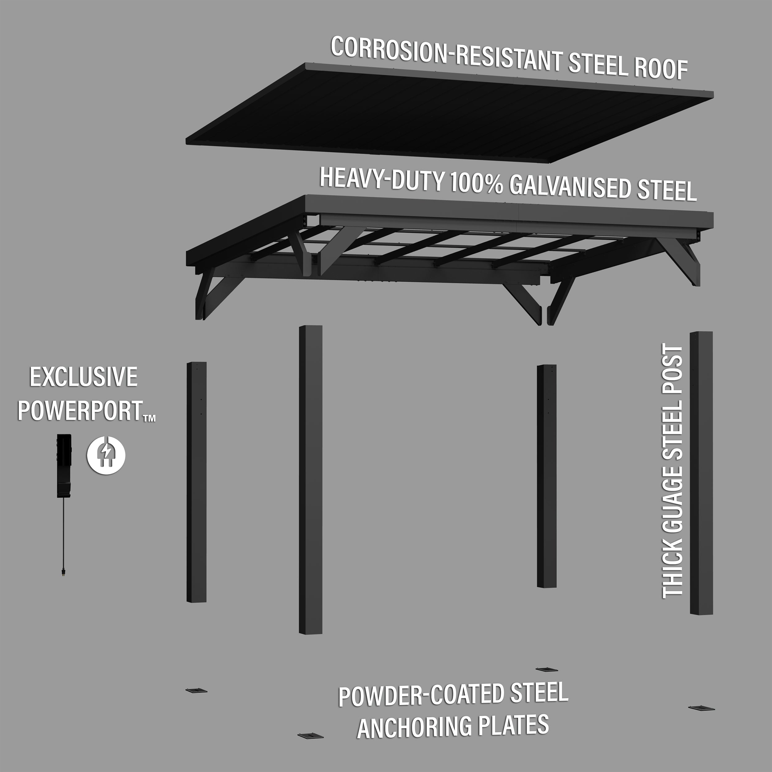 3.7m x 2.9m (12ft x 9.5ft) Stonebridge Gazebo