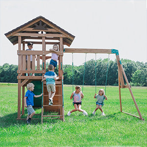 Lightning Ridge Wooden Climbing Frame and Swing Set