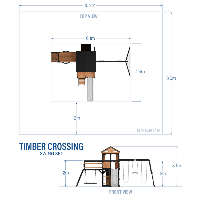 Timber Crossing Swing Set and Climbing Frame specifications