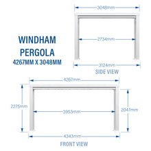 Load image into Gallery viewer, 3m x 4.3m 2.3m Windham Modern Steel Pergola - Dimensions
