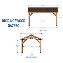 Load image into Gallery viewer, 4.9m x 3.6m Norwood Gazebo  (16 x 12) Dimensions
