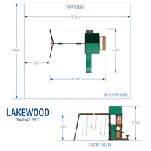 Load image into Gallery viewer, Lakewood Swing Set Dimensions
