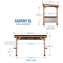 Load image into Gallery viewer, Saxony XL Grill Gazebo Dimensions
